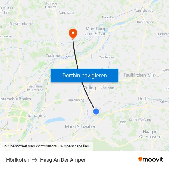 Hörlkofen to Haag An Der Amper map