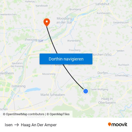 Isen to Haag An Der Amper map