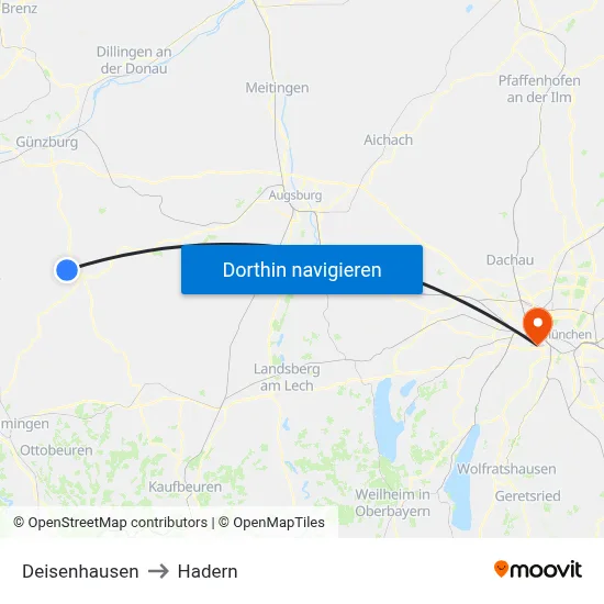Deisenhausen to Hadern map