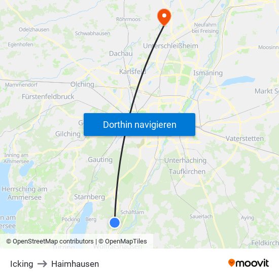 Icking to Haimhausen map