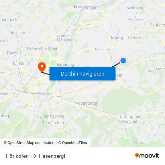 Hörlkofen to Hasenbergl map