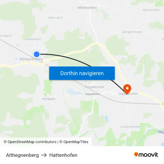 Althegnenberg to Hattenhofen map