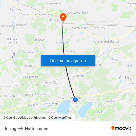 Inning to Hattenhofen map