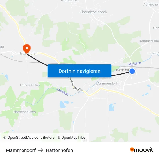 Mammendorf to Hattenhofen map