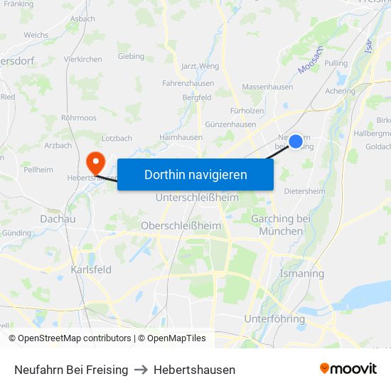 Neufahrn Bei Freising to Hebertshausen map