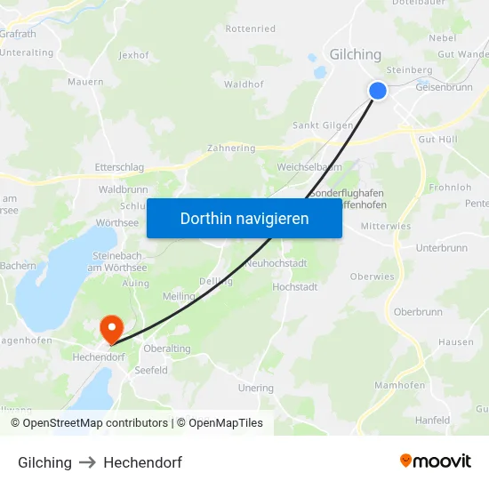 Gilching to Hechendorf map