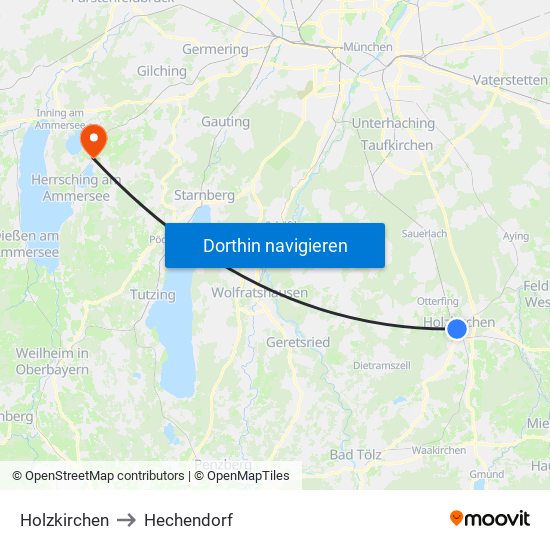 Holzkirchen to Hechendorf map