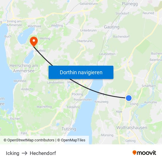 Icking to Hechendorf map