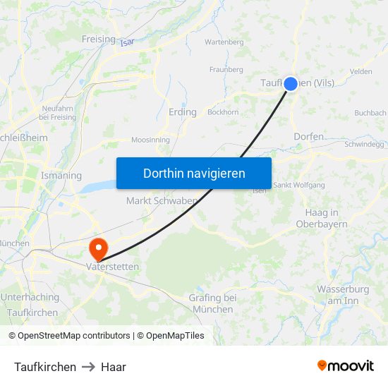 Taufkirchen to Haar map
