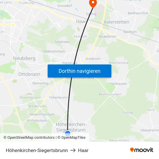 Höhenkirchen-Siegertsbrunn to Haar map