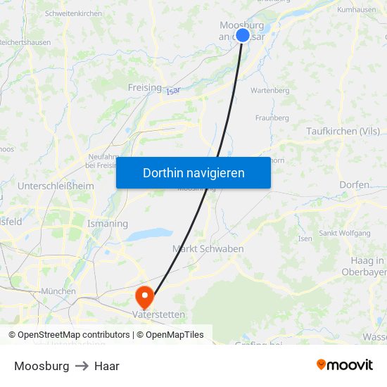 Moosburg to Haar map