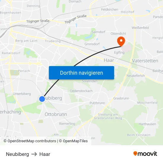 Neubiberg to Haar map