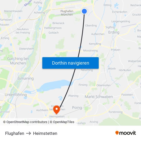 Flughafen to Heimstetten map