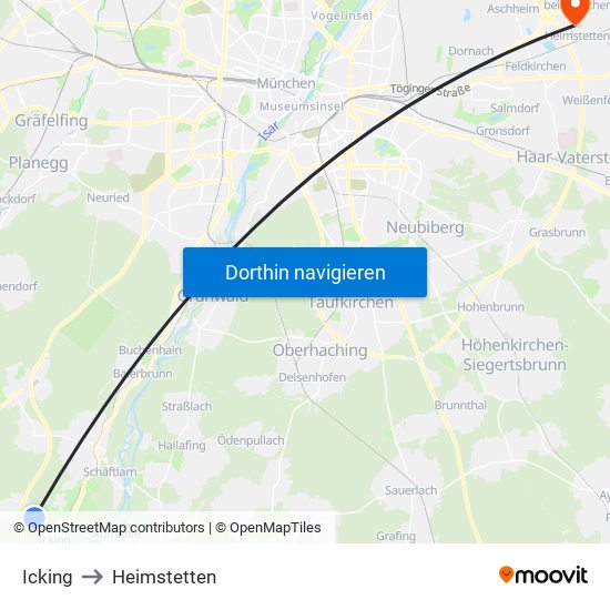Icking to Heimstetten map