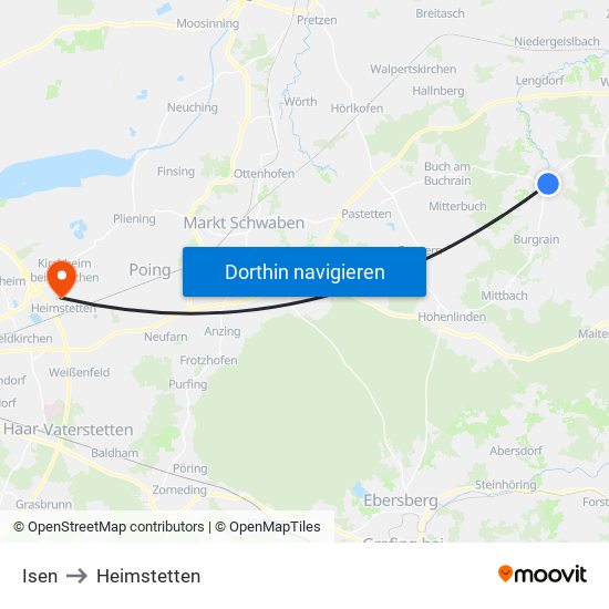 Isen to Heimstetten map