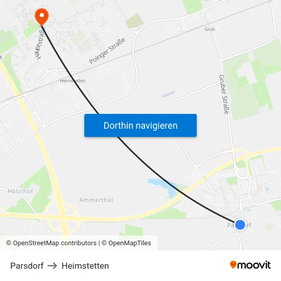 Parsdorf to Heimstetten map