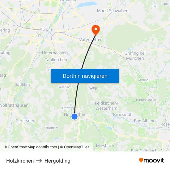 Holzkirchen to Hergolding map