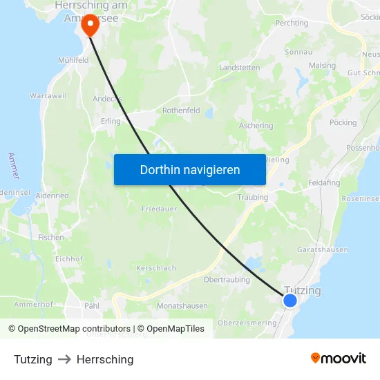 Tutzing to Herrsching map