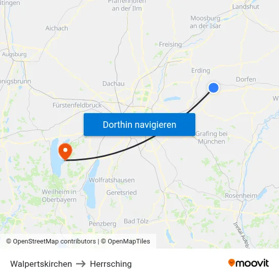 Walpertskirchen to Herrsching map