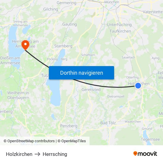 Holzkirchen to Herrsching map