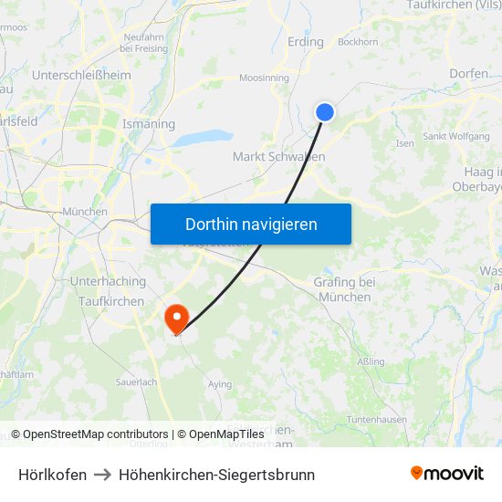 Hörlkofen to Höhenkirchen-Siegertsbrunn map