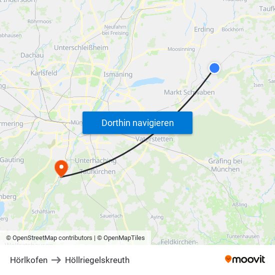 Hörlkofen to Höllriegelskreuth map