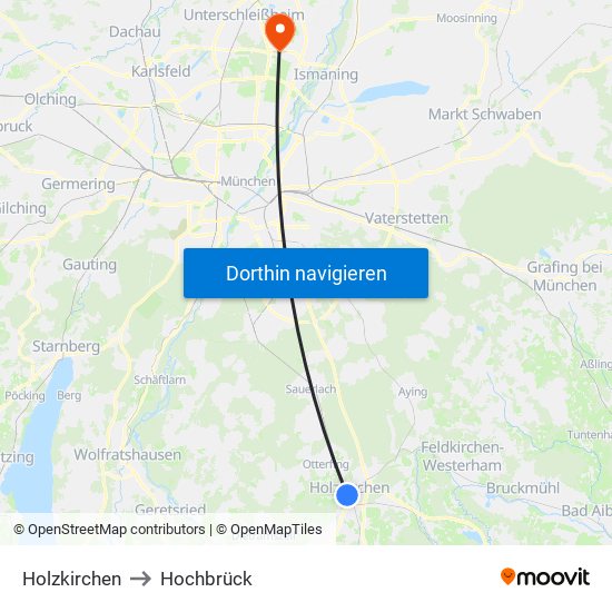 Holzkirchen to Hochbrück map