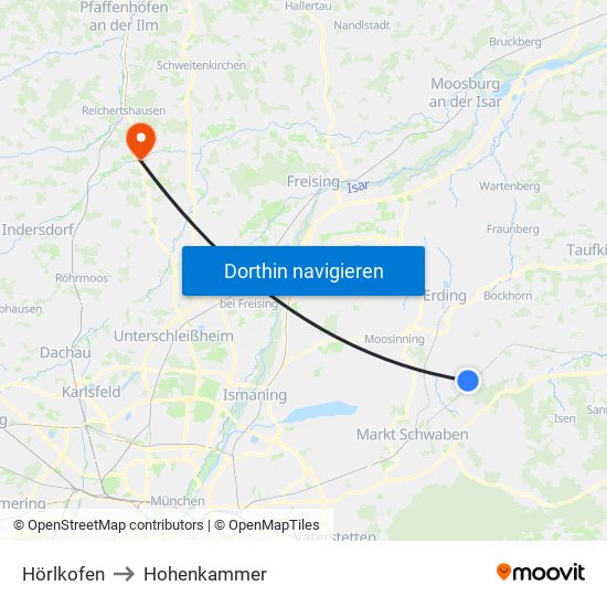 Hörlkofen to Hohenkammer map