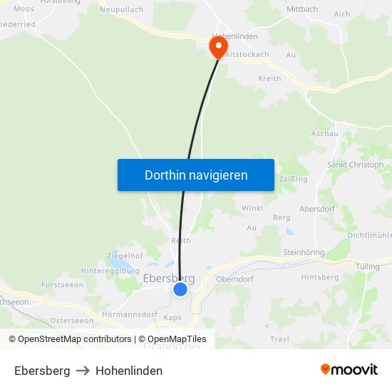 Ebersberg to Hohenlinden map