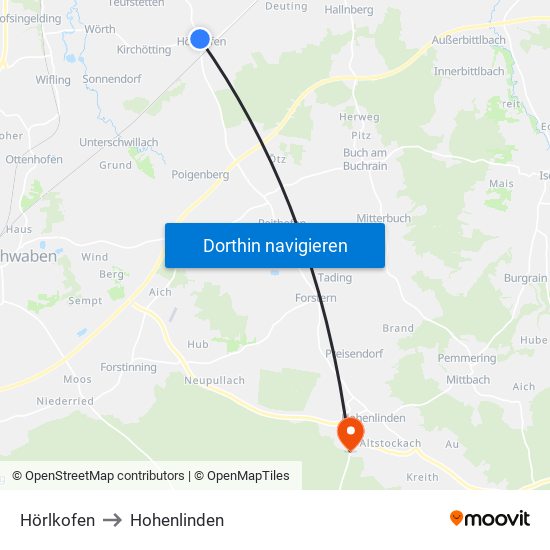 Hörlkofen to Hohenlinden map