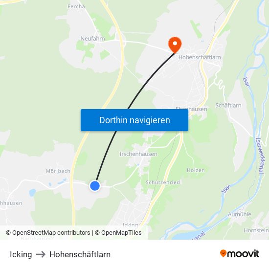 Icking to Hohenschäftlarn map