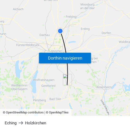 Eching to Holzkirchen map