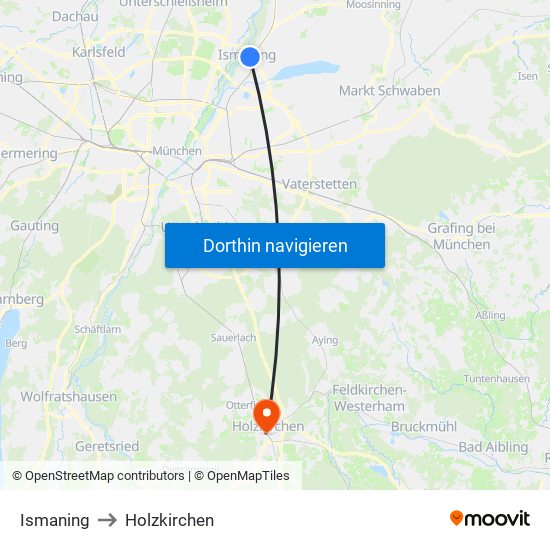 Ismaning to Holzkirchen map