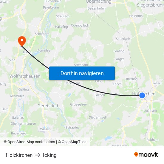 Holzkirchen to Icking map