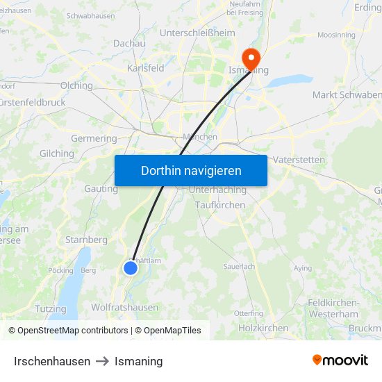 Irschenhausen to Ismaning map