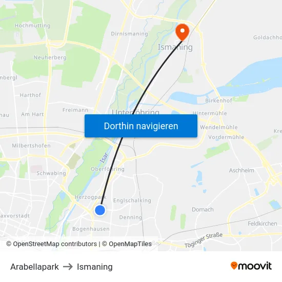 Arabellapark to Ismaning map