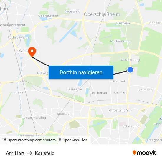 Am Hart to Karlsfeld map
