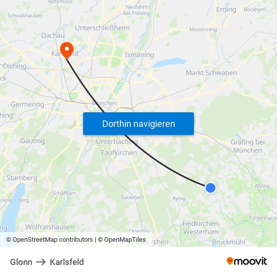 Glonn to Karlsfeld map