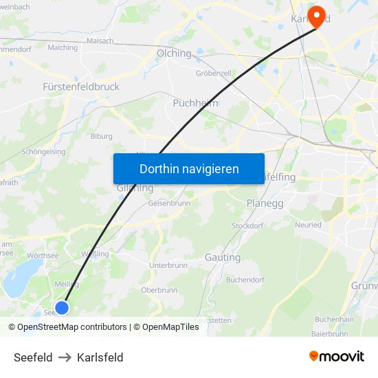 Seefeld to Karlsfeld map