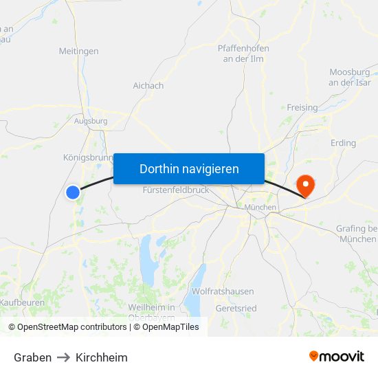 Graben to Kirchheim map