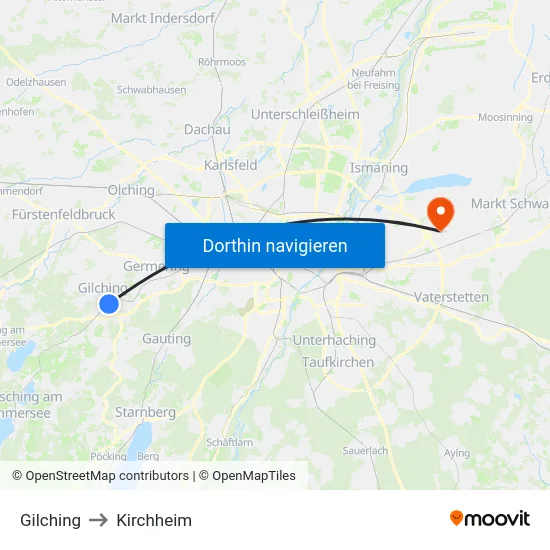 Gilching to Kirchheim map