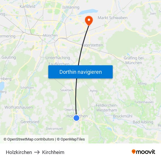 Holzkirchen to Kirchheim map