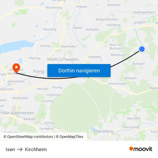 Isen to Kirchheim map