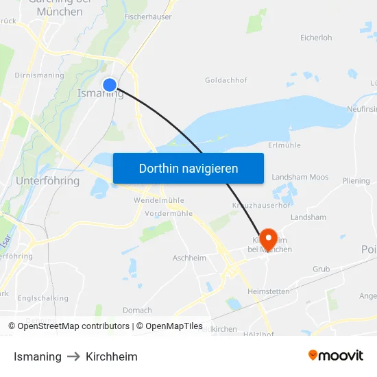 Ismaning to Kirchheim map
