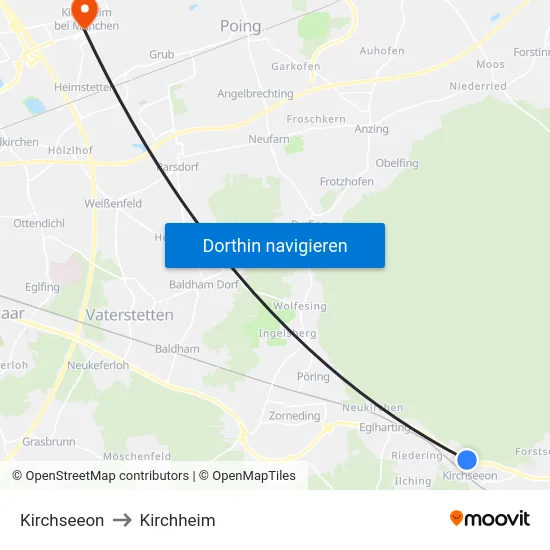 Kirchseeon to Kirchheim map