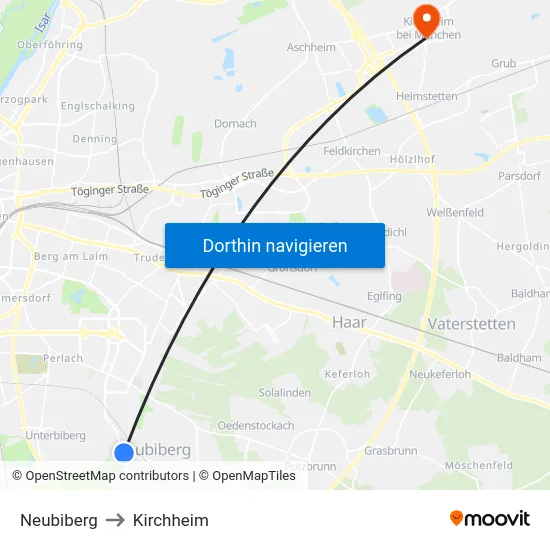 Neubiberg to Kirchheim map