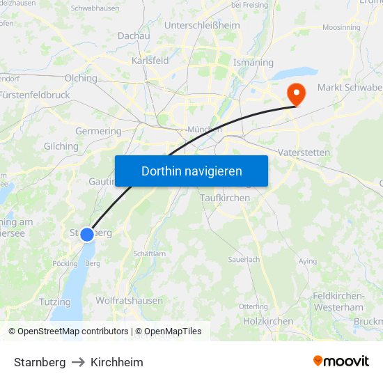 Starnberg to Kirchheim map