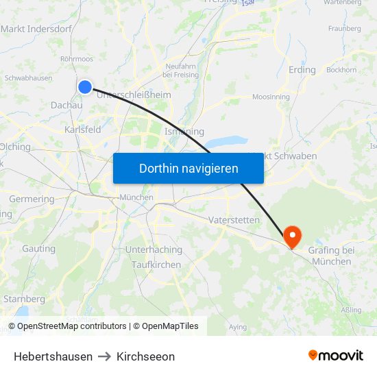 Hebertshausen to Kirchseeon map