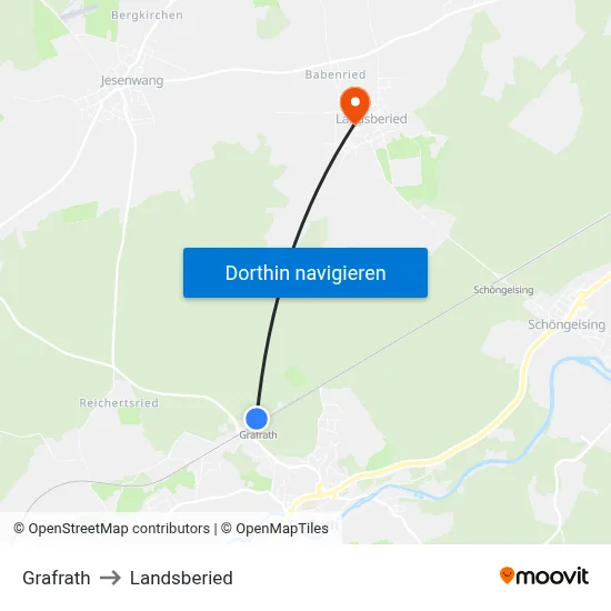 Grafrath to Landsberied map