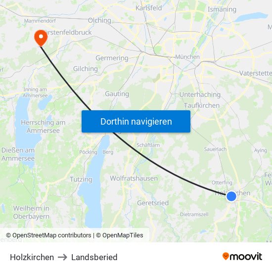 Holzkirchen to Landsberied map